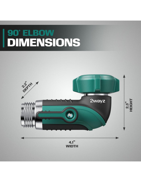 Adaptador de Codo de Manguera 90 2WAYZ - Válvula de Cierre Metálica