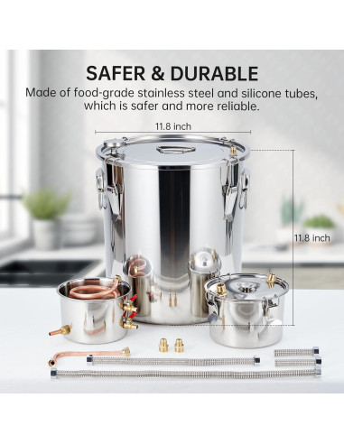 Alambique de Alcohol GarveeHome 19L con Termómetro y Bomba