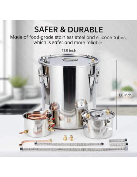 Alambique de Alcohol GarveeHome 19L con Termómetro y Bomba