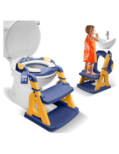 Asiento de Entrenamiento para Baño Bambinao 2 en 1 Azul Amarillo