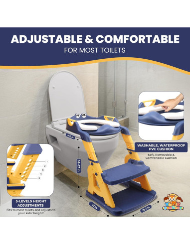 Asiento de Entrenamiento para Baño Bambinao 2 en 1 Azul Amarillo