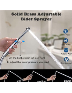 SonTiy Pulverizador de Bidet de Mano Cromo Ajustable 18,29 cm 2