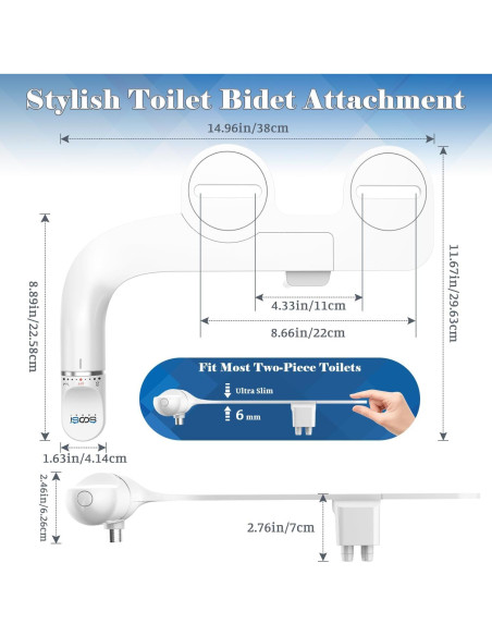 Accesorio de Bidet Soosi Plata Doble Boquilla Autolimpiante Accesorio de Bidet Soosi Plata Doble Boquilla Autolimpiante