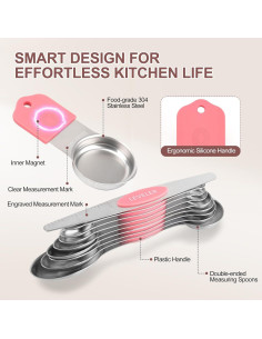 Juego de 16 Piezas Tazas y Cucharas Medidoras FONYA Rosa 2
