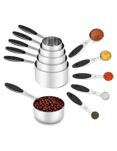 Juego de Tazas y Cucharas Medidoras Joyhill 10 Piezas Acero Inoxidable
