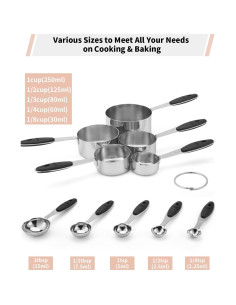 Juego de Tazas y Cucharas Medidoras Joyhill 10 Piezas Acero Inoxidable 2