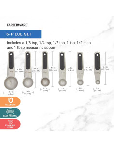 Set de 6 Cucharas Medidoras Magnéticas Farberware Acero Inox 2