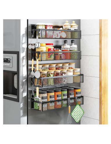 Estante Magnético para Especias Aufworld - 4 Estantes y 8 Ganchos