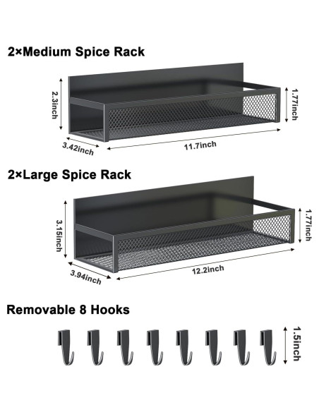 Estante Magnético para Especias Aufworld - 4 Estantes y 8 Ganchos