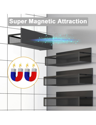Estante Magnético para Especias Aufworld - 4 Estantes y 8 Ganchos