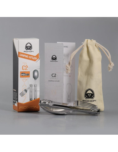 Utensilios de Camping Roxon C2 2 en 1 Plegables 0.09 kg