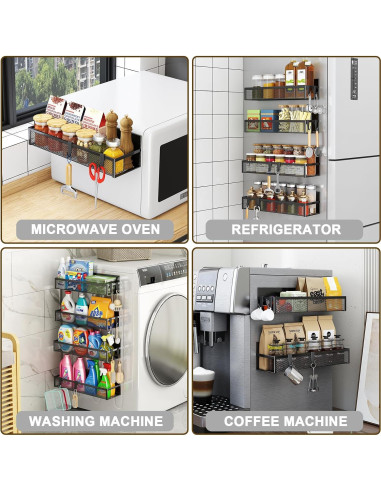 Estante Magnético para Especias Aufworld - 4 Estantes y 8 Ganchos