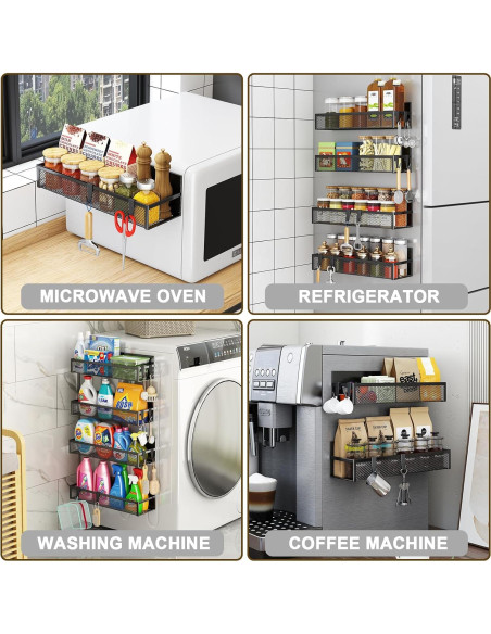 Estante Magnético para Especias Aufworld - 4 Estantes y 8 Ganchos