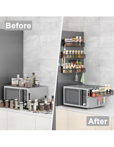 Estante Magnético para Especias Aufworld - 4 Estantes y 8 Ganchos