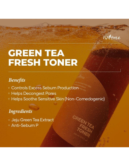 Tónico Facial ISNTREE Té Verde 200ml Hidratante Piel Grasa