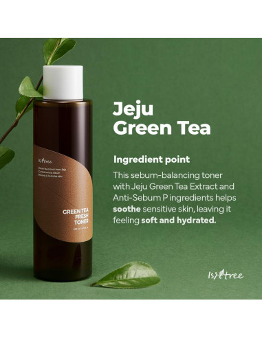 Tónico Facial ISNTREE Té Verde 200ml Hidratante Piel Grasa