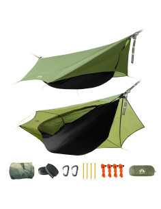 Hamaca de Camping Night Cat DC-06 4 en 1 Impermeable Verde