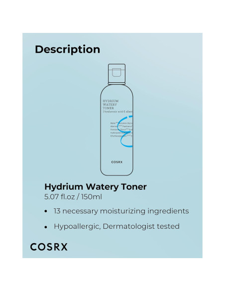 Tónico Hidratante COSRX Hydrium 280ml Ácido Hialurónico Tónico Hidratante COSRX Hydrium 280ml Ácido Hialurónico