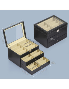 Caja Organizadora de Gafas AUTOARK 24 Compartimentos Negra 2