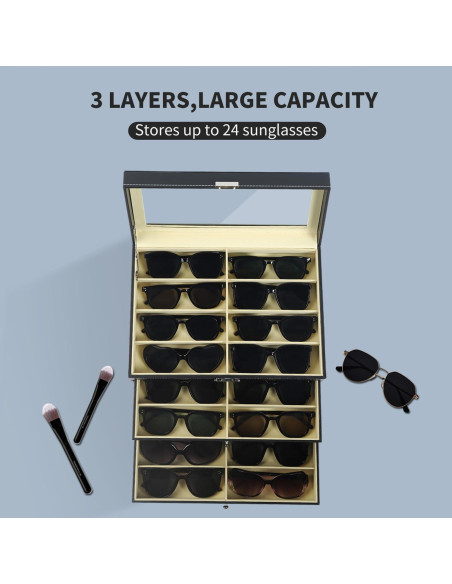 Caja Organizadora de Gafas AUTOARK 24 Compartimentos Negra Caja Organizadora de Gafas AUTOARK 24 Compartimentos Negra