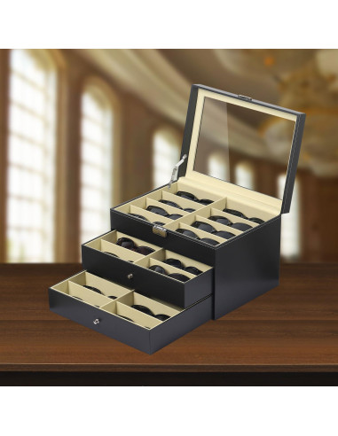 Caja Organizadora de Gafas AUTOARK 24 Compartimentos Negra