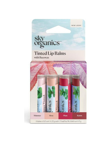 Balsamos Labiales Tinteados Sky Organics 4 Sabores 17g