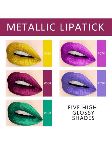 Set de 10 Pintalabios Mate y Brillo KYDA - Alta Pigmentación