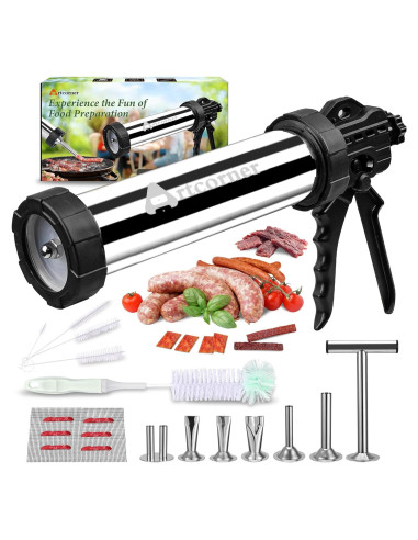 Pistola de Jerky Artcorner 2.0LB Acero Inoxidable Kit Completo