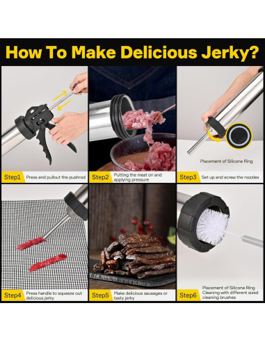 Pistola de Jerky Artcorner 2.0LB Acero Inoxidable Kit Completo