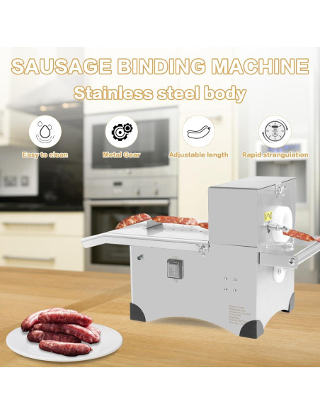 Máquina de Atar Salchichas Eléctrica Sunnibety 50mm Acero Inoxidable