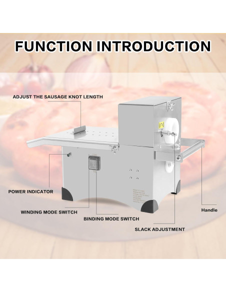 Máquina de Atar Salchichas Eléctrica Sunnibety 50mm Acero Inoxidable