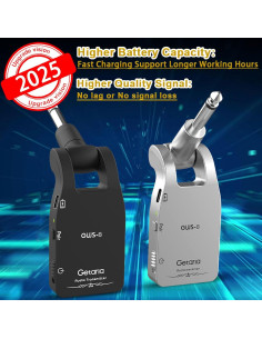 Sistema Inalámbrico de Guitarra Getaria GWS-8 2.4GHz con Batería Recargable 2