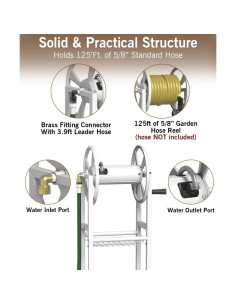 Carrete de Manguera Garbuildman Blanco 125 Pies 5/8" 2