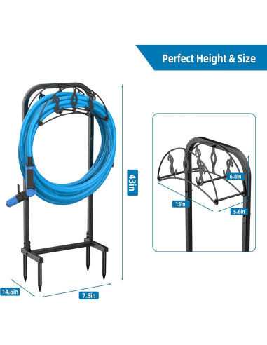 Soporte para Manguera de Jardín Kesito 150 pies Metal Negro