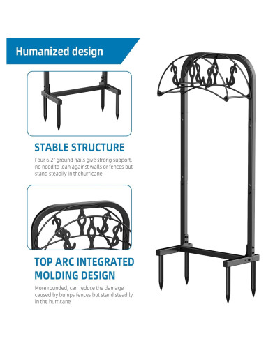 Soporte para Manguera de Jardín Kesito 150 pies Metal Negro
