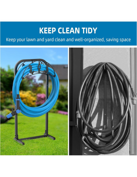 Soporte para Manguera de Jardín Kesito 150 pies Metal Negro