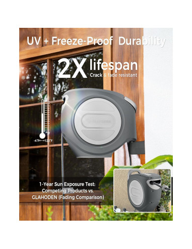 Carrete de Manguera de Jardín GLAHODEN 1/2" x 39,62 m Automático