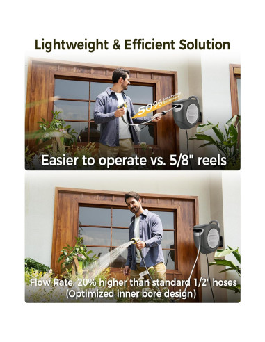 Carrete de Manguera de Jardín GLAHODEN 1/2" x 39,62 m Automático