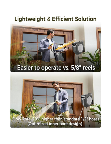 Carrete de Manguera de Jardín GLAHODEN 1/2" x 39,62 m Automático