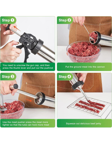 Pistola de Jerky MTOGALT 2 lbs Acero Inoxidable 12 Piezas