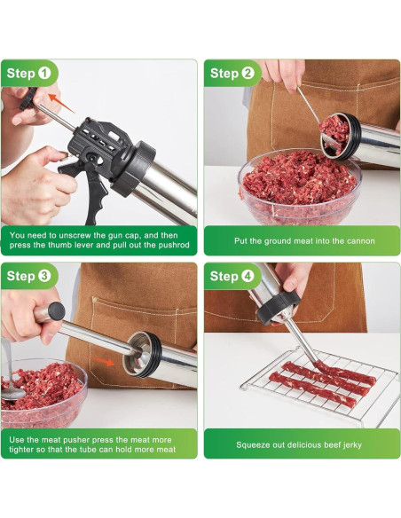 Pistola de Jerky MTOGALT 2 lbs Acero Inoxidable 12 Piezas