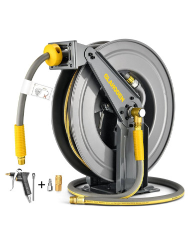 Carrete de Manguera de Aire GLAHODEN 50FT 1/2" Retráctil