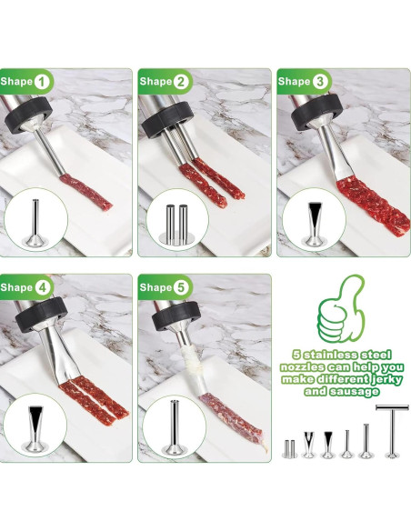 Pistola de Jerky MTOGALT 2 lbs Acero Inoxidable 12 Piezas