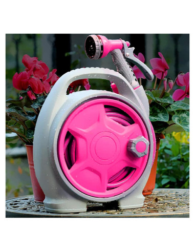 Carrete de Manguera de Jardín YEFA 50ft Retráctil Rojo