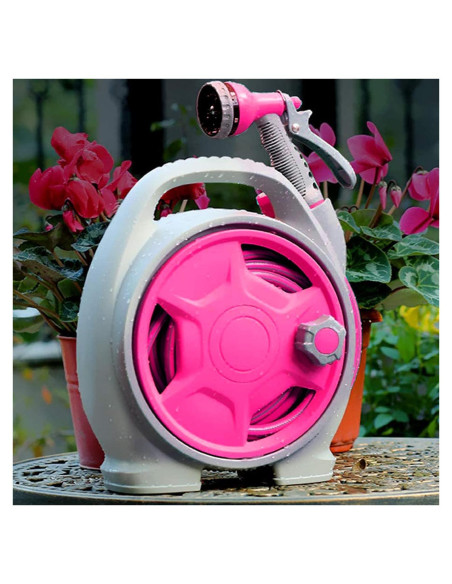 Carrete de Manguera de Jardín YEFA 50ft Retráctil Rojo