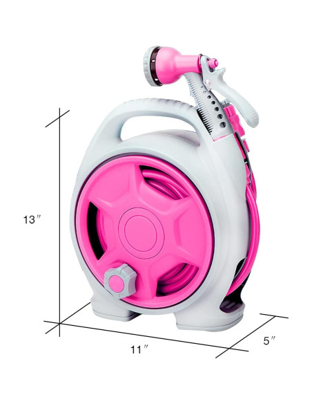 Carrete de Manguera de Jardín YEFA 50ft Retráctil Rojo