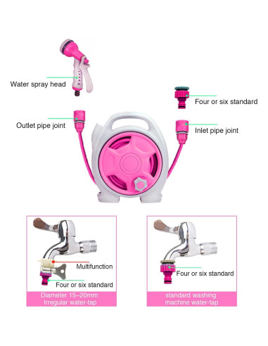 Carrete de Manguera de Jardín YEFA 50ft Retráctil Rojo