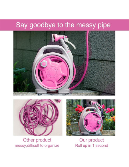 Carrete de Manguera de Jardín YEFA 50ft Retráctil Rojo