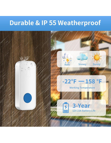 Kit Timbre Inalámbrico Nestling Blanco 1000 pies 55 Tonos