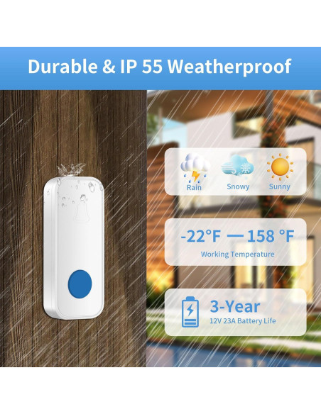 Kit Timbre Inalámbrico Nestling Blanco 1000 pies 55 Tonos
